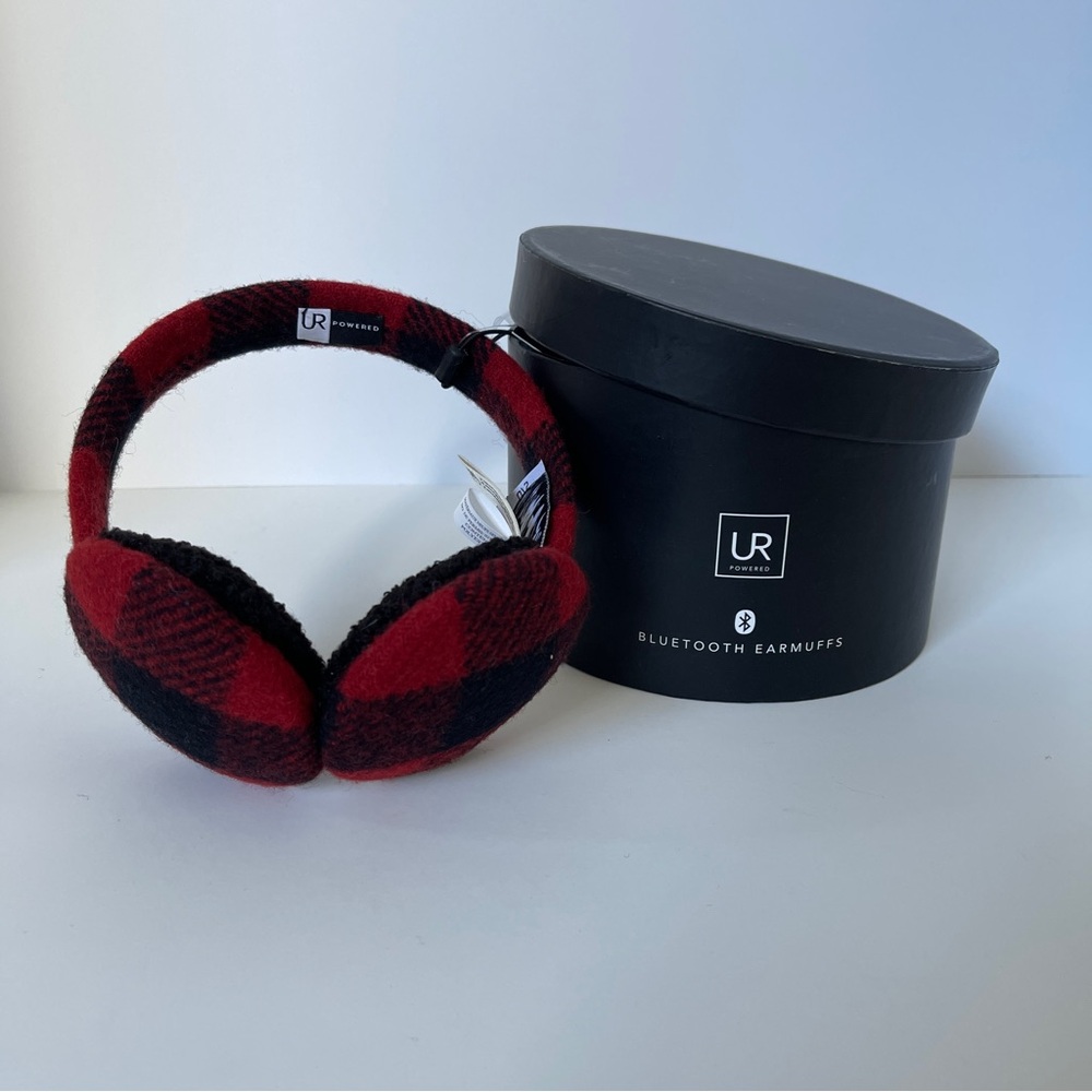 J. Crew Red and Black Bluetooth Earmuffs